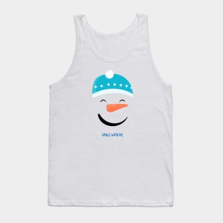 Happy Snowman Smiley Face Tank Top